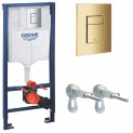 Инсталляция для подвесного унитаза Grohe Rapid Sl 38772GN1 золотая матовая панель смыва
