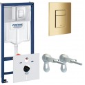 Инсталляция для подвесного унитаза Grohe Rapid Sl 38775GN1 золотая матовая панель смыва