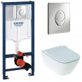 Комплект инсталляция Grohe 38721001 с подвесным унитазом безободковым Geberit Smyle Square 500.683.01.1 (38683001)