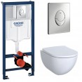 Комплект инсталляция Grohe 38721001 с подвесным унитазом безободковым Geberit Acanto 500.600.01.2 (38600001)