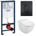 Комплект инсталляция Grohe 38721BL1 с подвесным унитазом безободковым Jaquar Solo SLS-WHT-6953BIUFSM черная панель смыва (38SLSBL1)