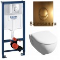 Комплект инсталляция Grohe 38721BR1 с подвесным унитазом безободковым Geberit Renova Premium 500.800.00.1 бронза (38800BR1)