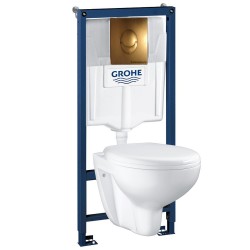 Комплект инсталляция Grohe 38721BR1 с подвесным унитазом безободковым Bau Ceramic 39351000 (38427BR2)