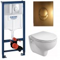 Комплект инсталляция Grohe 38721BR1 с подвесным унитазом Geberit Rekord K93100000 бронзовая панель смыва (38931BR1)