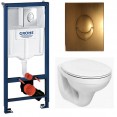 Комплект инсталляция Grohe 38721BR1 с подвесным унитазом Geberit Idol M1310002U бронзовая панель смыва (38M13BR1)