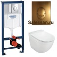 Комплект инсталляция Grohe 38721BR1 с подвесным унитазом безободковым Jaquar Solo SLS-WHT-6953BIUFSM бронза (38SLSBR1)