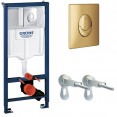 Комплект инсталляция Grohe 38721GL1 с подвесным унитазом Geberit Idol M1310002U золотая панель смыва (38M13GL1)