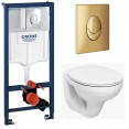 Комплект инсталляция Grohe 38721GL1 с подвесным унитазом Geberit Idol M1310002U золотая панель смыва (38M13GL1)