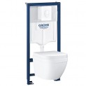 Комплект инсталляция Grohe 38722001 с подвесным унитазом безободковым укороченным Euro Ceramic 39206000 (38206003)
