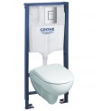Комплект инсталляция Grohe 38772P00 с подвесным унитазом безободковым Geberit Renova Nr. 1 500.801.00.1 хром матовый (38801P00)