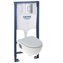 Комплект инсталляция Grohe 38772001 с подвесным унитазом безободковым Geberit Renova Premium 500.800.00.1 (38800000)