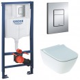 Комплект инсталляция Grohe 38772001 с подвесным унитазом безободковым Geberit Smyle Square 500.683.01.1 (38683000)