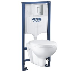 Комплект инсталляция Grohe 38772001 с подвесным унитазом безободковым Bau Ceramic 39351000 (39586000) NW0007