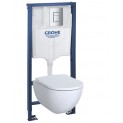 Комплект инсталляция Grohe 38772P00 с подвесным унитазом безободковым Geberit Acanto 500.600.01.2 хром матовый (38600P00)