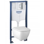 Комплект инсталляция Grohe 38772001 с подвесным унитазом безободковым Geberit Smyle Square 500.683.01.1 (38683000)