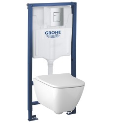 Комплект инсталляция Grohe 38772P00 с подвесным унитазом безободковым Geberit Smyle Square 500.683.01.1 хром матовый (38683P00)