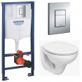 Комплект инсталляция Grohe 38772P00 с подвесным унитазом Geberit Idol M1310002U панель смыва хром матовый (38M13P00)