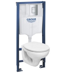 Комплект инсталляция Grohe 38772P00 с подвесным унитазом Geberit Idol M1310002U панель смыва хром матовый (38M13P00)