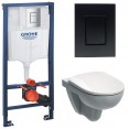 Комплект инсталляция Grohe 38772BL1 с подвесным унитазом безободковым Geberit Selnova 500.265.01.1 черная панель смыва (38265BL0)