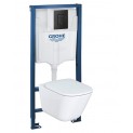 3834647LBL Комплект инсталляция Grohe 38772BL2 с подвесным унитазом безободковым Roca The Gap 34647L000 (черная матовая панель смыва)