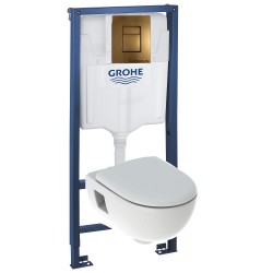 Комплект инсталляция Grohe 38772BR1 с подвесным унитазом безободковым Geberit Renova Premium 500.800.00.1 бронза (38800BR0)