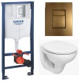 Комплект инсталляция Grohe 38772BR1 с подвесным унитазом Geberit Idol M1310002U бронзовая панель смыва (38M13BR0)