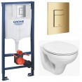 Комплект инсталляция Grohe 38772GL1 с подвесным унитазом Geberit Idol M1310002U золотая панель смыва (38M13GL0)