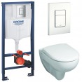 Комплект инсталляция Grohe 38772SH1 с подвесным унитазом безободковым Geberit Renova Nr. 1 500.801.00.1 белая панель смыва (38801SH0)