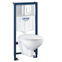 Комплект инсталляция Grohe 38772SH1 с подвесным унитазом безободковым Bau Ceramic 39351000 белая панель смыва (38427SH0)