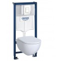 Комплект инсталляция Grohe 38772SH1 с подвесным унитазом безободковым Geberit Acanto 500.600.01.2 белая панель смыва (38600SH0)