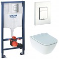 Комплект инсталляция Grohe 38772SH1 с подвесным унитазом безободковым Geberit Smyle Square 500.683.01.1 белая панель смыва (38683SH0)