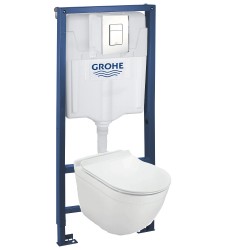 Комплект инсталляция Grohe 38772SH1 с подвесным унитазом безободковым Jaquar Solo SLS-WHT-6953BIUFSM белая панель смыва (38SLSSH0)