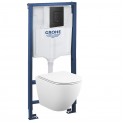 39102BL1 Комплект инсталляция Grohe 38772BL2 с подвесным унитазом безободковым (черная матовая панель смыва)