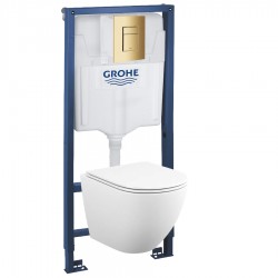 39102GL1 Инсталляция Grohe 38772GL1 в комплекте с унитазом безободковым (золотая панель смыва)