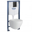 39106BL1 Комплект инсталляция Grohe 38772BL2 с подвесным унитазом безободковым (черная матовая панель смыва)