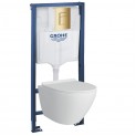 39106GL1 Инсталляция Grohe 38772GL1 в комплекте с унитазом безободковым (золотая глянцевая панель смыва)