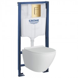 39106GL1 Инсталляция Grohe 38772GL1 в комплекте с унитазом безободковым (золотая панель смыва)