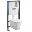 39302GL1 Инсталляция Grohe 38772GL1 в комплекте с унитазом безободковым (золотая глянцевая панель смыва)