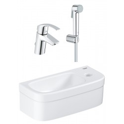 Раковина подвесная со смесителем с минибиде лейкой Grohe Euro Ceramic Eurosmart 39327000-23124002